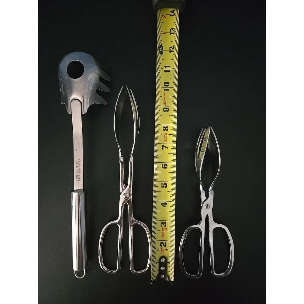 Oneida Tongs Stainless Steel Salad‎ Serving Scissor Style Spoon Fork Spagetti